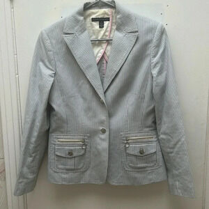 SANDRA ANGELOZZI Femme De Carriere  Tailored Summer Blazer blue white pinstriped